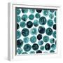 Circles in Teal and Turquoise. Seamless Watercolor Pattern.-null-Framed Art Print