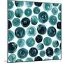 Circles in Teal and Turquoise. Seamless Watercolor Pattern.-null-Mounted Art Print