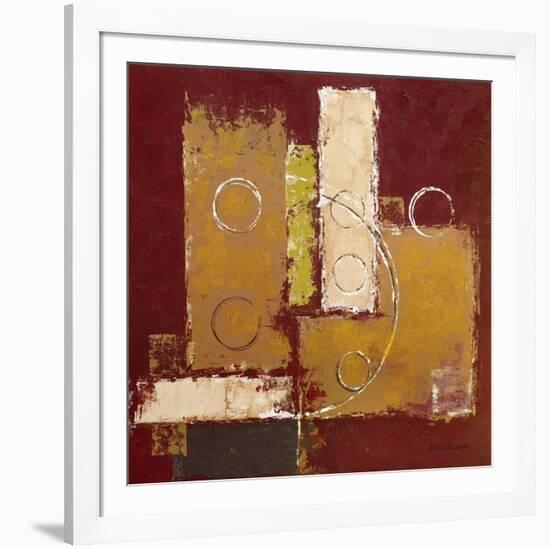 Circles on Red and Brown I-David Sedalia-Framed Art Print