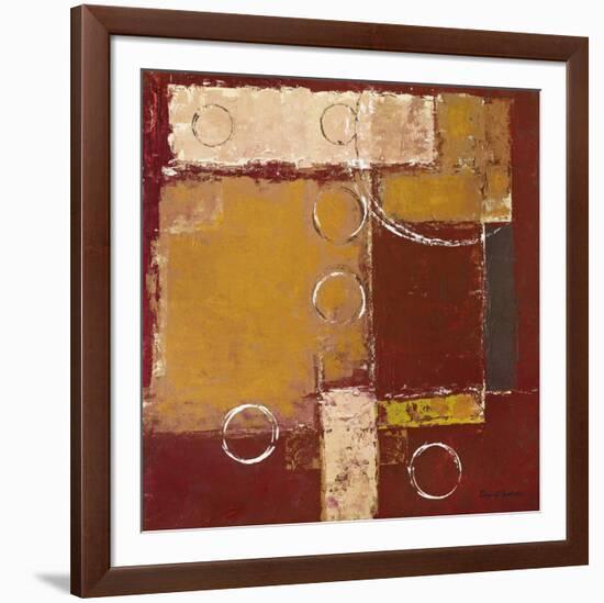 Circles on Red and Brown II-David Sedalia-Framed Art Print