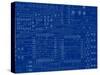 Circuit Board on a Blueprint Background-adroach-Stretched Canvas