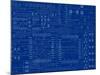 Circuit Board on a Blueprint Background-adroach-Mounted Art Print