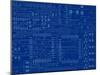 Circuit Board on a Blueprint Background-adroach-Mounted Art Print