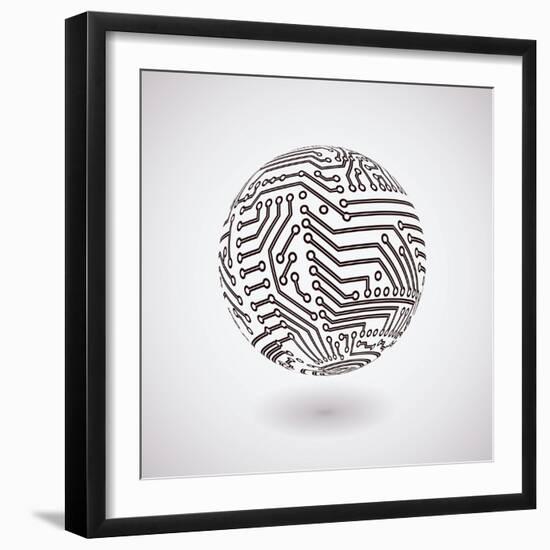 Circuit Board Sphere-germina-Framed Art Print