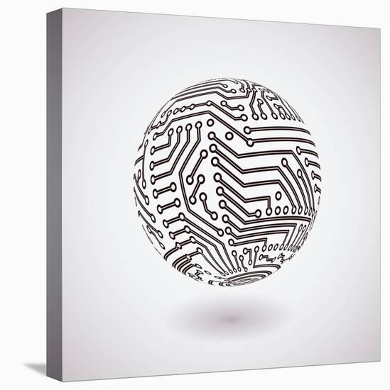 Circuit Board Sphere-germina-Stretched Canvas