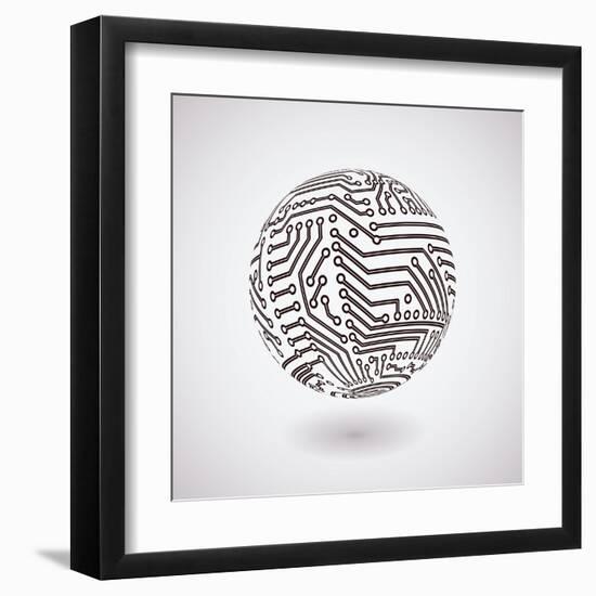 Circuit Board Sphere-germina-Framed Art Print