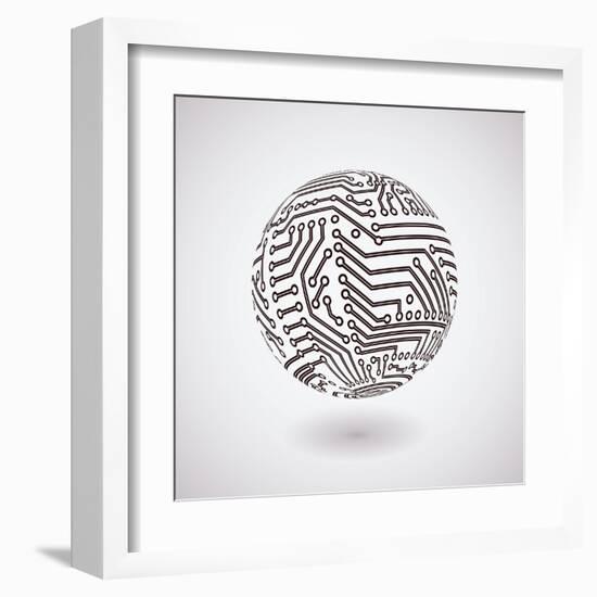 Circuit Board Sphere-germina-Framed Art Print