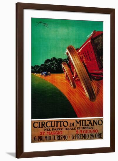 Circuito Di Milano Vintage Poster - Europe-Lantern Press-Framed Art Print