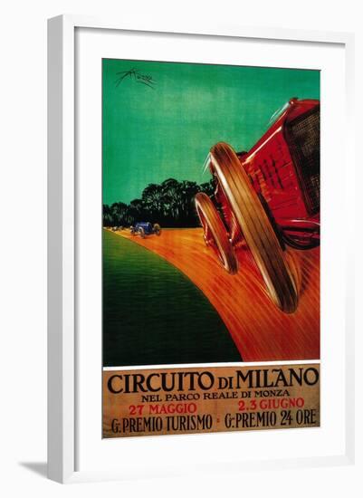 Circuito Di Milano Vintage Poster - Europe-Lantern Press-Framed Art Print