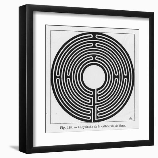 Circular Maze in the Cathedral at Sens France-null-Framed Art Print