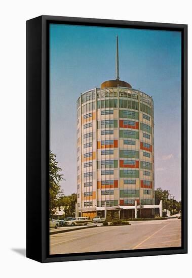 Circular Mid-Century Building-null-Framed Stretched Canvas