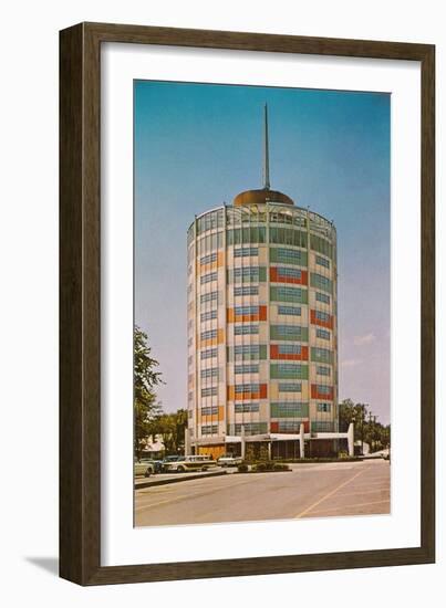 Circular Mid-Century Building-null-Framed Art Print