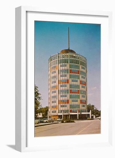 Circular Mid-Century Building-null-Framed Art Print