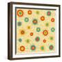 Circular Pattern In Retro Colors-vectorikart-Framed Art Print