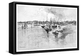 Circular Quay, Sydney Harbour, New South Wales, Australia, 1886-J Hellawell-Framed Stretched Canvas