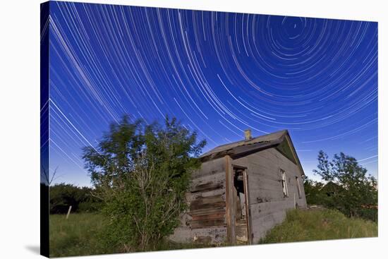 Circumpolar Star Trails Above an Old Farmhouse in Alberta, Canada-null-Stretched Canvas