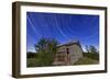 Circumpolar Star Trails Above an Old Farmhouse in Alberta, Canada-null-Framed Photographic Print