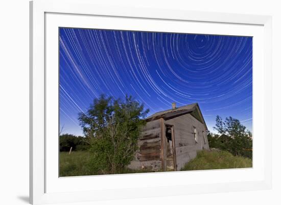 Circumpolar Star Trails Above an Old Farmhouse in Alberta, Canada-null-Framed Photographic Print