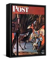 "Circus Artist" Saturday Evening Post Cover, May 3,1947-Norman Rockwell-Framed Stretched Canvas