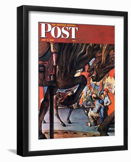 "Circus Artist" Saturday Evening Post Cover, May 3,1947-Norman Rockwell-Framed Giclee Print