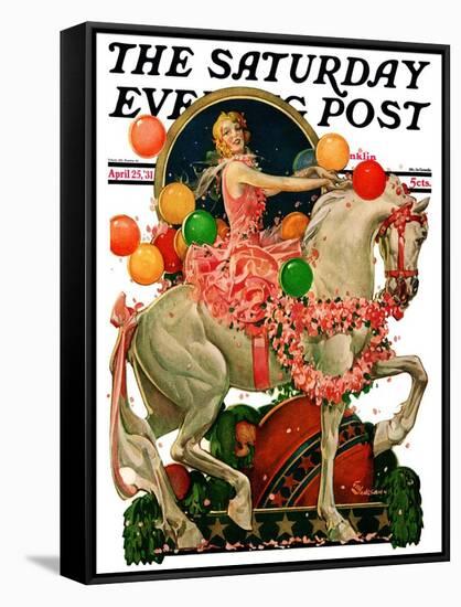 "Circus Bareback Rider," Saturday Evening Post Cover, April 25, 1931-Elbert Mcgran Jackson-Framed Stretched Canvas