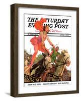 "Circus Bareback Riders," Saturday Evening Post Cover, April 6, 1935-Maurice Bower-Framed Giclee Print