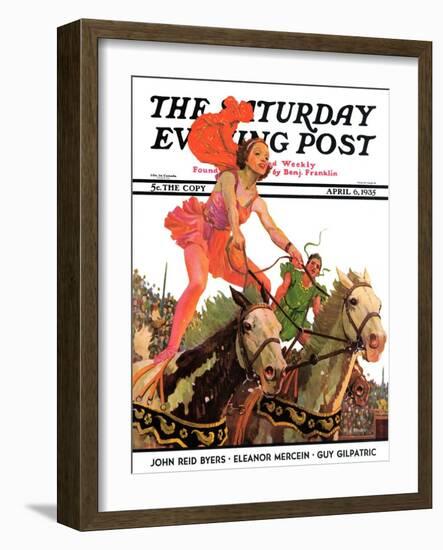 "Circus Bareback Riders," Saturday Evening Post Cover, April 6, 1935-Maurice Bower-Framed Giclee Print