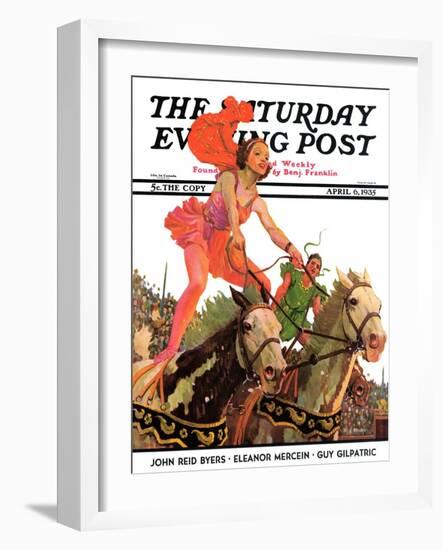 "Circus Bareback Riders," Saturday Evening Post Cover, April 6, 1935-Maurice Bower-Framed Giclee Print