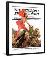 "Circus Bareback Riders," Saturday Evening Post Cover, April 6, 1935-Maurice Bower-Framed Giclee Print