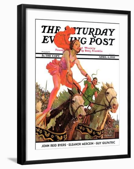 "Circus Bareback Riders," Saturday Evening Post Cover, April 6, 1935-Maurice Bower-Framed Giclee Print