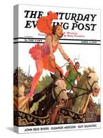 "Circus Bareback Riders," Saturday Evening Post Cover, April 6, 1935-Maurice Bower-Stretched Canvas