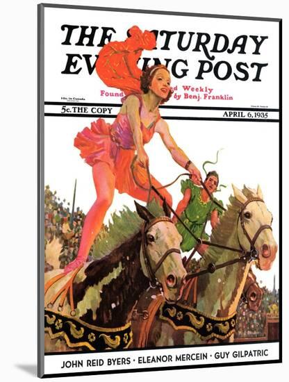 "Circus Bareback Riders," Saturday Evening Post Cover, April 6, 1935-Maurice Bower-Mounted Giclee Print