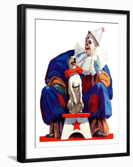 "Circus Clown and Pooch,"June 3, 1939-John E. Sheridan-Framed Giclee Print