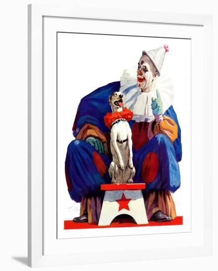 "Circus Clown and Pooch,"June 3, 1939-John E. Sheridan-Framed Giclee Print