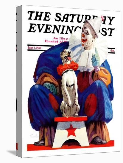 "Circus Clown and Pooch," Saturday Evening Post Cover, June 3, 1939-John E. Sheridan-Stretched Canvas