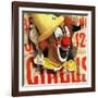 "Circus Clown and Poster," July 8, 1944-John Atherton-Framed Giclee Print