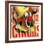 "Circus Clown and Poster," July 8, 1944-John Atherton-Framed Giclee Print