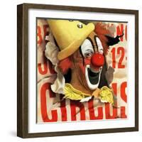 "Circus Clown and Poster," July 8, 1944-John Atherton-Framed Giclee Print