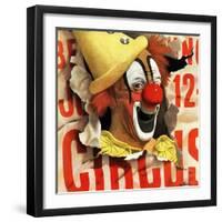 "Circus Clown and Poster," July 8, 1944-John Atherton-Framed Giclee Print