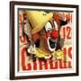 "Circus Clown and Poster," July 8, 1944-John Atherton-Framed Giclee Print