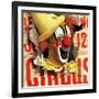 "Circus Clown and Poster," July 8, 1944-John Atherton-Framed Giclee Print