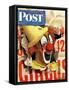 "Circus Clown and Poster," Saturday Evening Post Cover, July 8, 1944-John Atherton-Framed Stretched Canvas