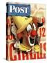 "Circus Clown and Poster," Saturday Evening Post Cover, July 8, 1944-John Atherton-Stretched Canvas