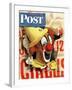 "Circus Clown and Poster," Saturday Evening Post Cover, July 8, 1944-John Atherton-Framed Giclee Print