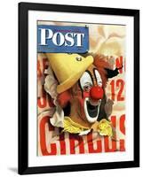 "Circus Clown and Poster," Saturday Evening Post Cover, July 8, 1944-John Atherton-Framed Giclee Print