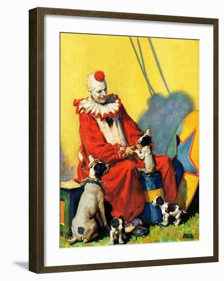 "Circus Clown and Show Dogs,"April 1, 1929-Ray C. Strang-Framed Giclee Print