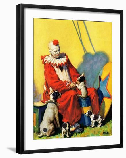 "Circus Clown and Show Dogs,"April 1, 1929-Ray C. Strang-Framed Giclee Print
