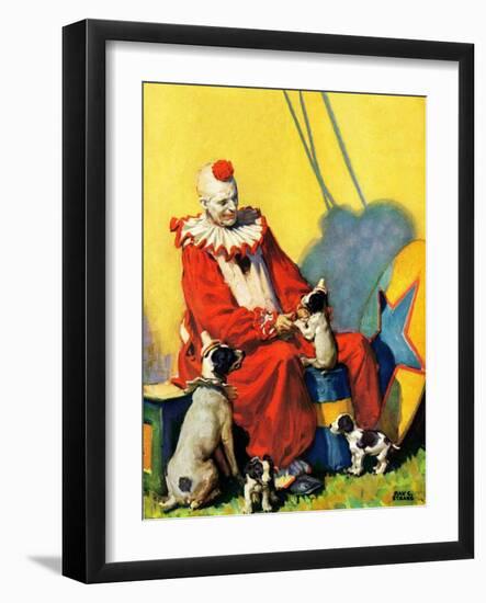 "Circus Clown and Show Dogs,"April 1, 1929-Ray C. Strang-Framed Giclee Print