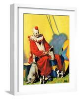 "Circus Clown and Show Dogs,"April 1, 1929-Ray C. Strang-Framed Giclee Print