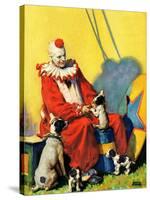 "Circus Clown and Show Dogs,"April 1, 1929-Ray C. Strang-Stretched Canvas